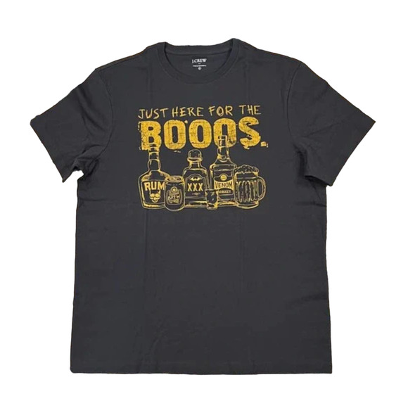 *NWT J. Crew Men's Black W/"Here for the Boos" Halloween Graphic Tee - Picture 1 of 10